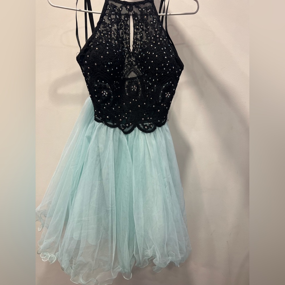 Backless sea green dress